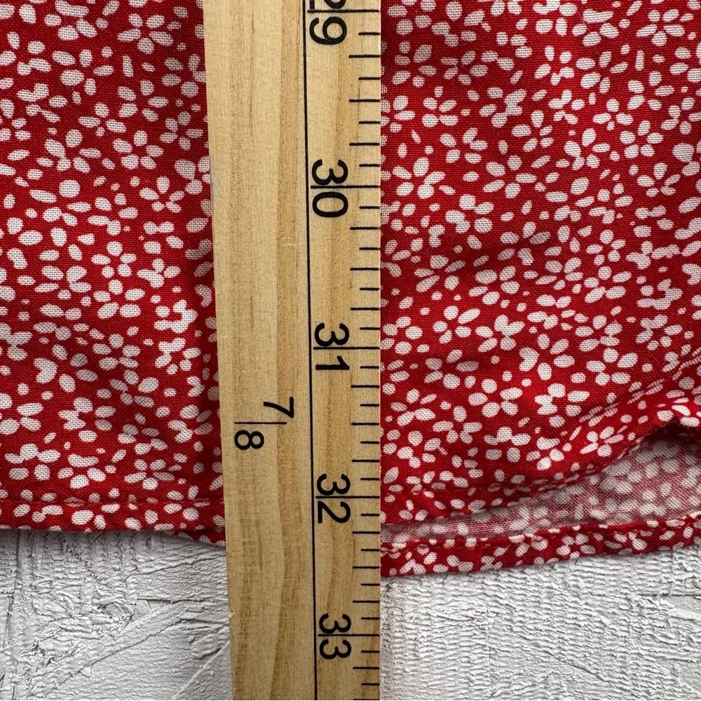 Divided By H&M Floral Red Button-Down Mini Dress Short Sleeves Tie Back - Medium - Picture 6 of 8